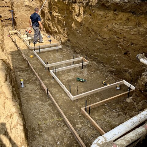 Site prep excavation for retaining wall foundation in Kent Ohio by N & J Excavating - Part 2