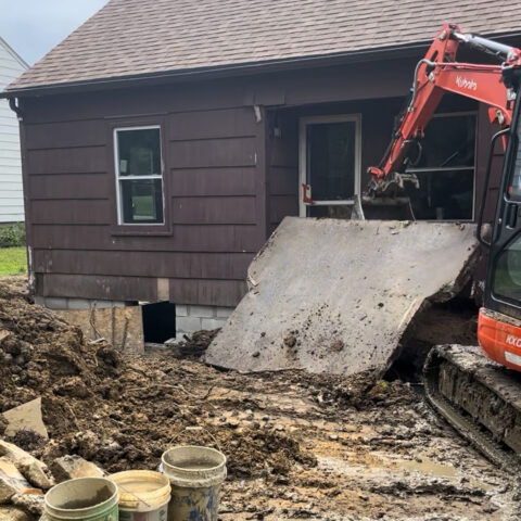 Residential demolition in Kent Ohio showing concrete stoop removal by N & J Excavating - Part 3