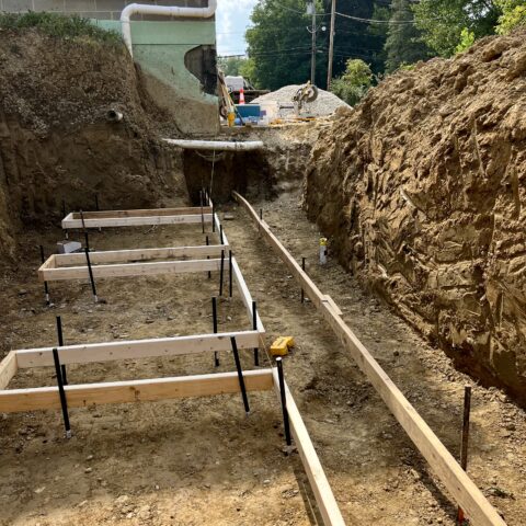 Site prep excavation for retaining wall foundation in Kent Ohio by N & J Excavating - Part 3