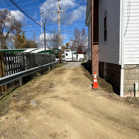 Exterior foundation waterproofing in Chesterland Ohio showing excavation and membrane installation by N & J Excavating - Part 7
