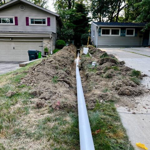 Storm basin drain installation in Stow Ohio with catch basin and drainage piping by N & J Excavating - Part 2