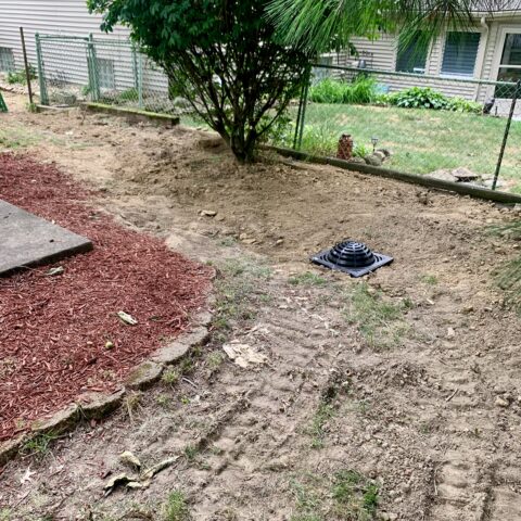 Storm basin drain installation in Stow Ohio with catch basin and drainage piping by N & J Excavating - Part 3