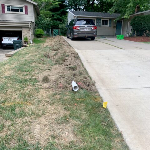 Storm basin drain installation in Stow Ohio with catch basin and drainage piping by N & J Excavating - Part 4